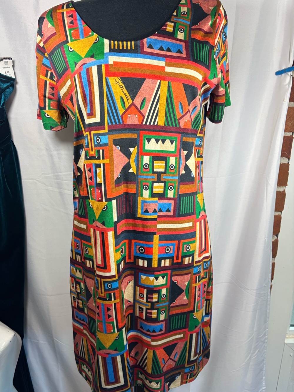 Authentic Just Cavalli Geometric Totem Shift Mini Dress Size 6-8